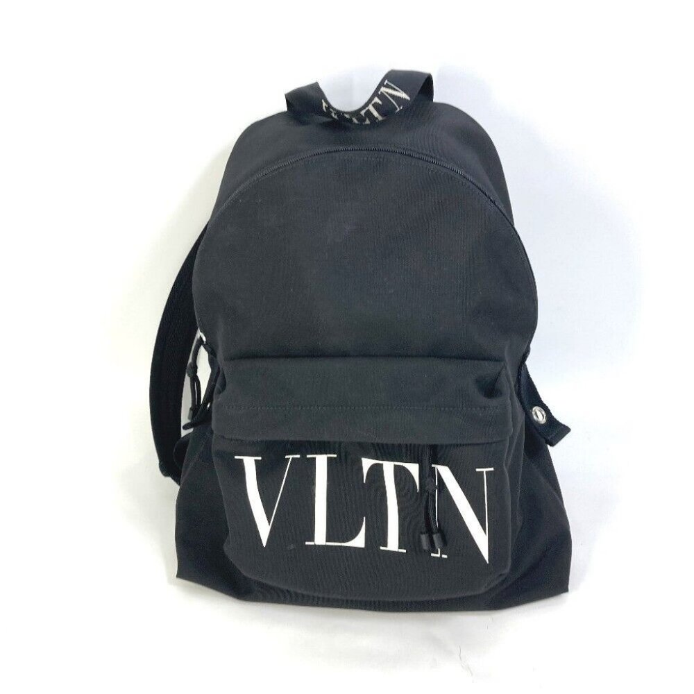 Auth VALENTINO Bag VLTN logo Backpack Nylon Black/White